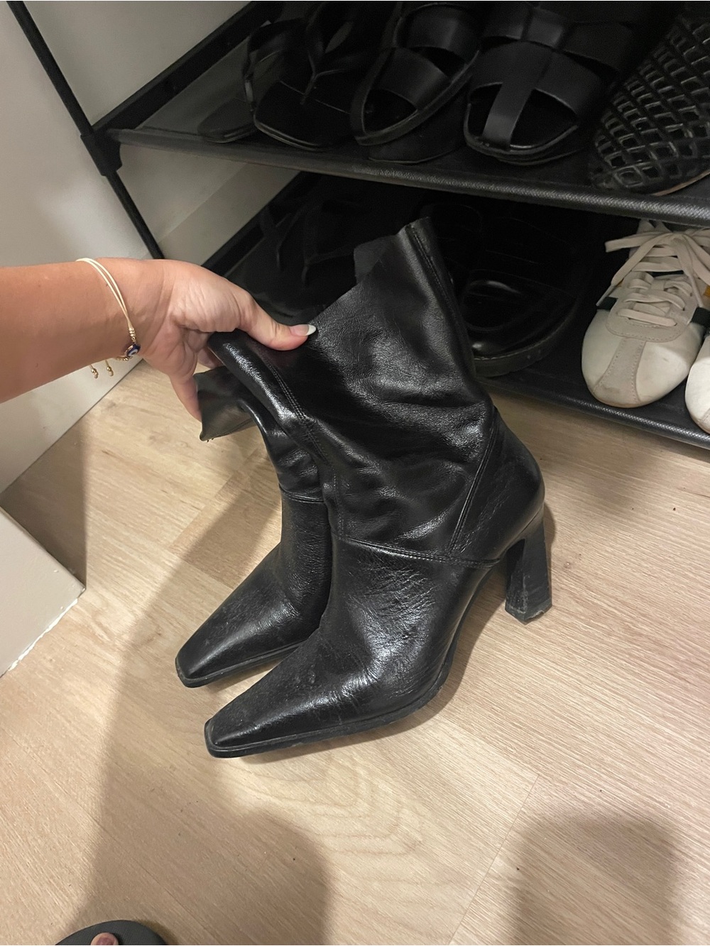 ASOS Black Pointed Mid-Calf Block Heel Boots